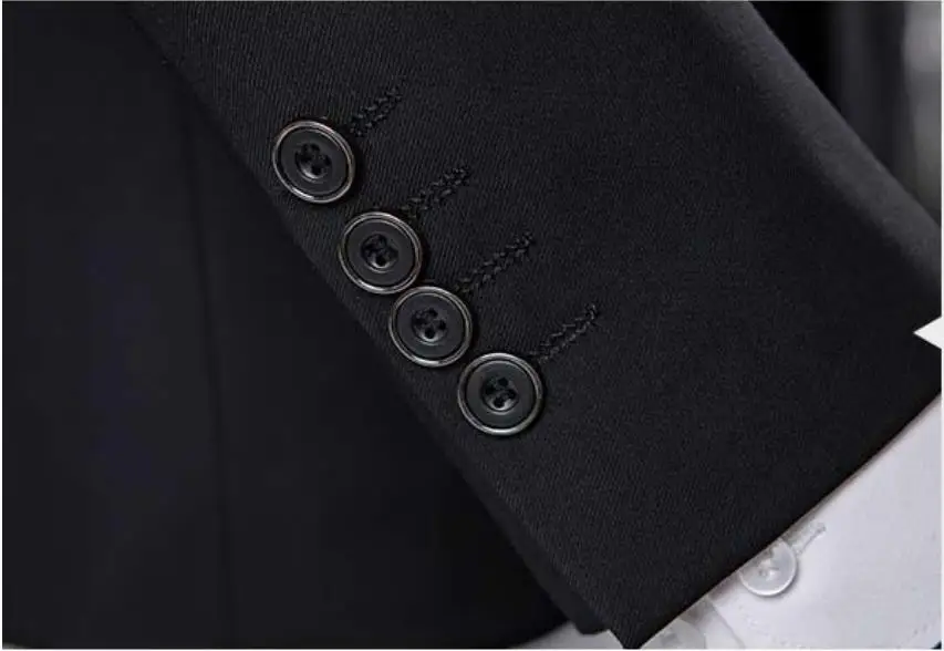 PEORCHID Black Red Tuxedo Men's Suit | Formal Grooms Suit for Wedding or Prom | Blazer, Pants, and Vest | Slim Fit Korean Business Attire image 5