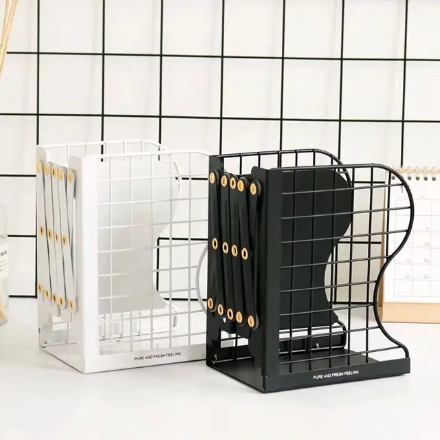 $19.79 1PC Creative Rabbit Cat Grid Metal Adjustable Reading Book Bookends Stand Holder Bookshelf Document Magazine Organizer Holder