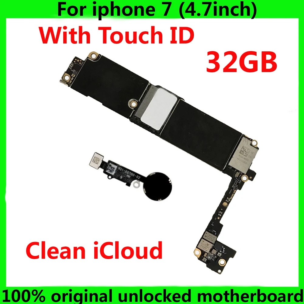 

Free iCloud Original Fingerprint for iphone 7 motherboard with / without Touch ID IOS system logic board 32GB unlocked mainboard