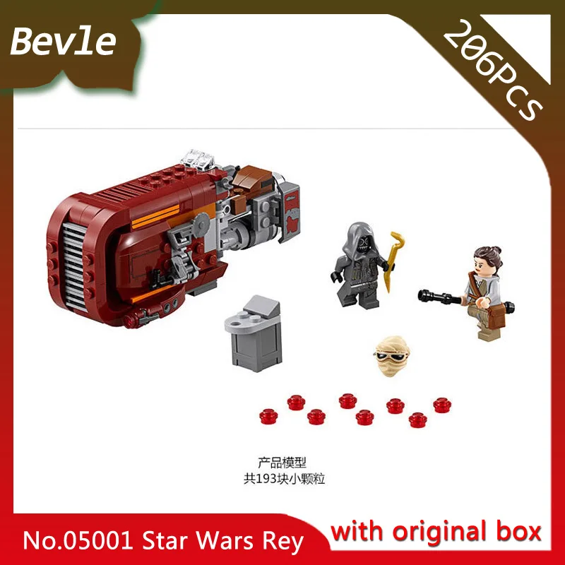 

Bevle Store LEPIN 05001 206Pcs wtih original box Star Wars series Awaken Rey's Speeder Building Blocks Children Toys 75099 Gift