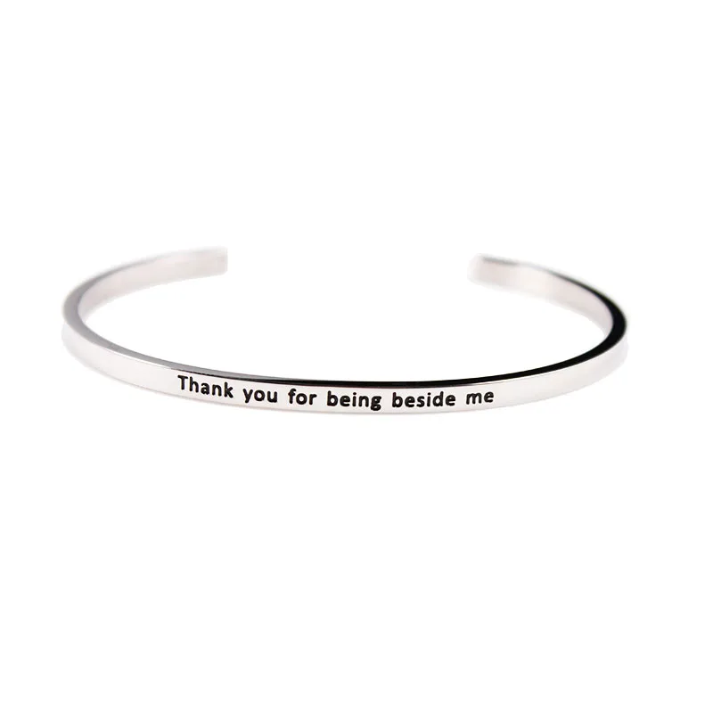 

Stainless Steel Mantra Bangle Inspirational Quotes Bracelet Mantra Bracelet Open Cuff Bangle 19 Quotes for Choosing