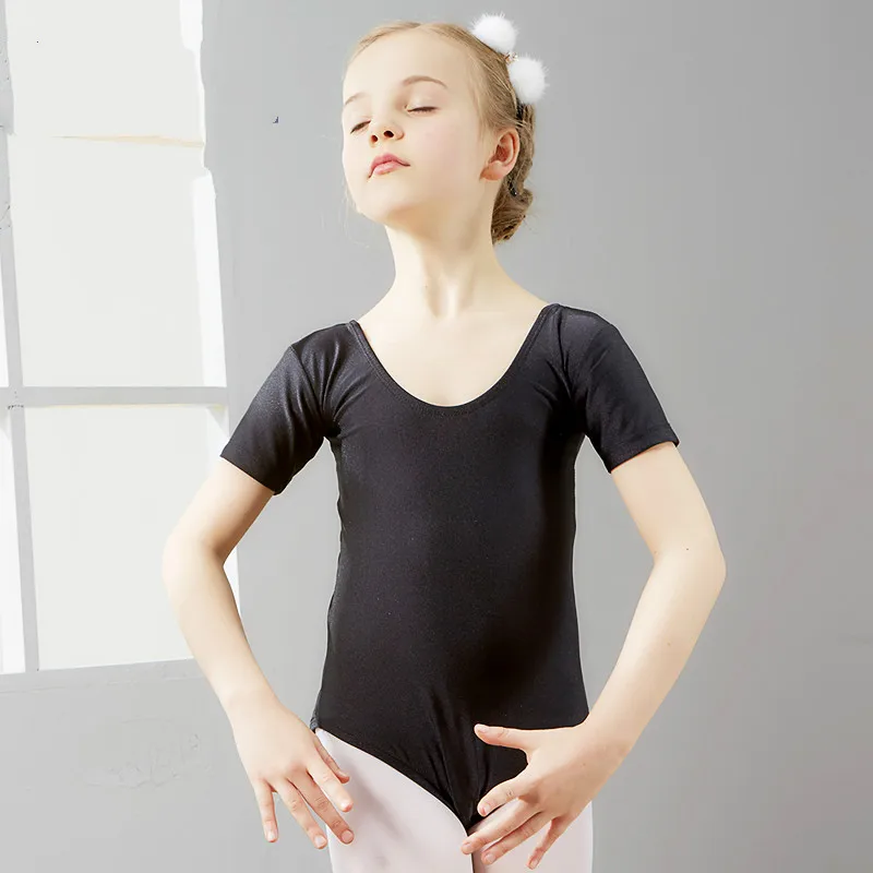 Buy Girls Short Sleeve Dance Leotard Backless Black