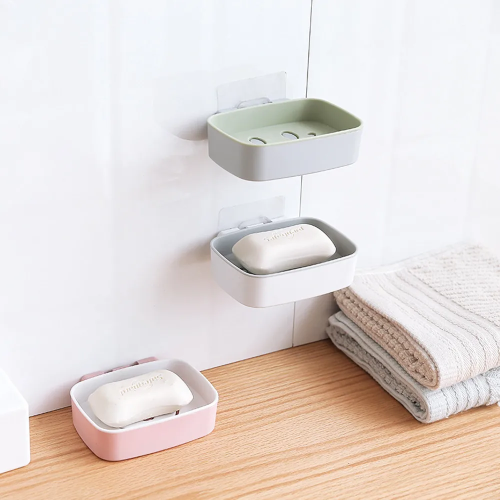 

Bathroom Shower Soap Box Dish Storage Plate Tray Holder Case Soap Holder Adsorption hall pojemnik na mydlo