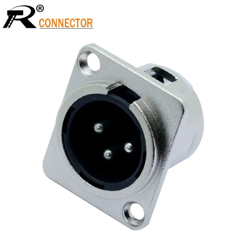 R 1 шт. разъем XLR никелированный 3pin для крепления на панель аудио