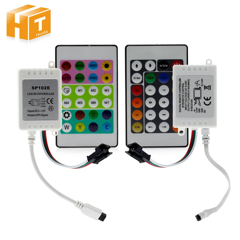 

SP102E 24 key Infrared Magic Controller Dream WS2812B/WS2811 WS16703 SK6812 Digital IR Remote Controller for LED Pixels Strip