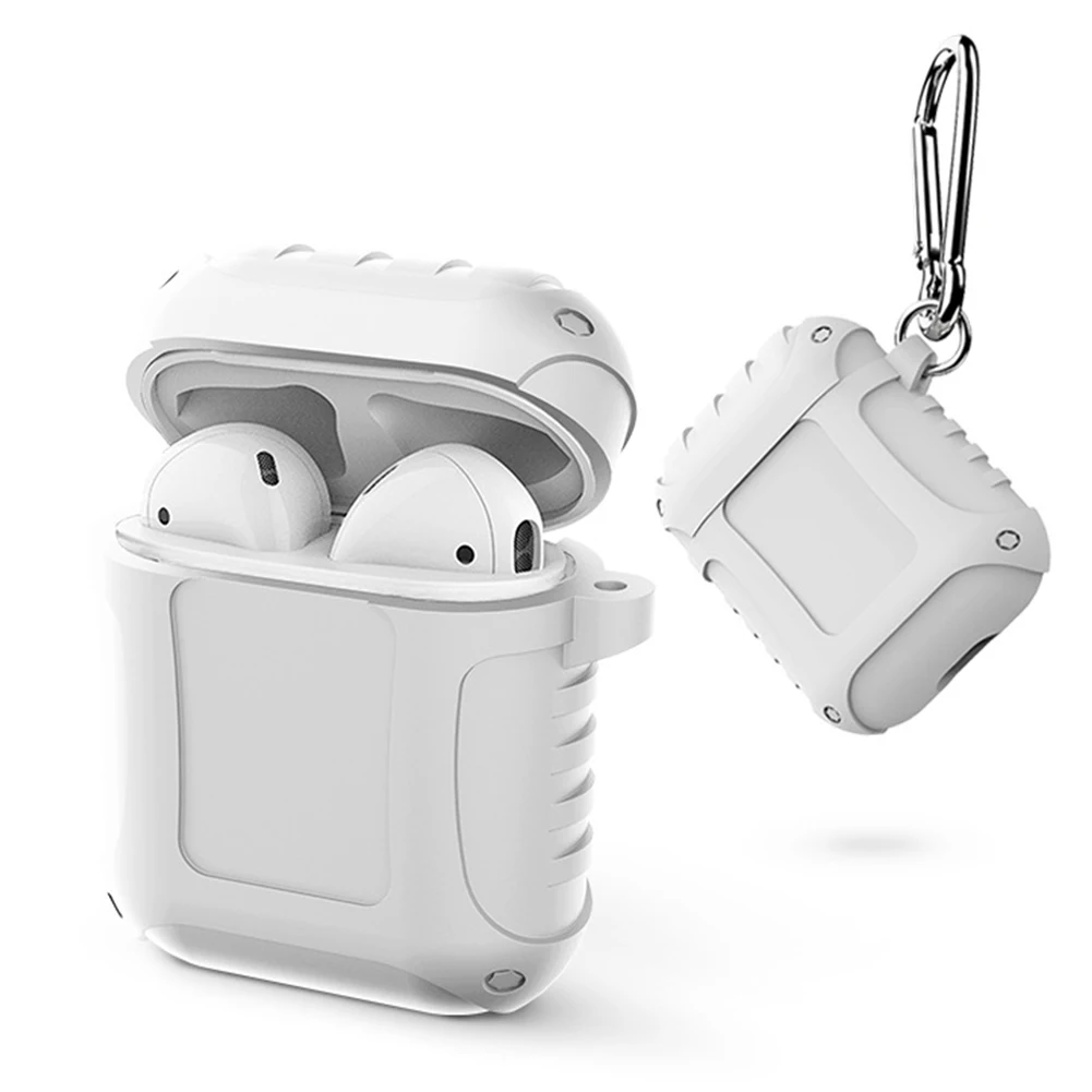 Protective Case With Hook Shockproof Anti Slip Splash Resistant Portable Accessories Earphone Accurate Hole Silicone For AirPods |