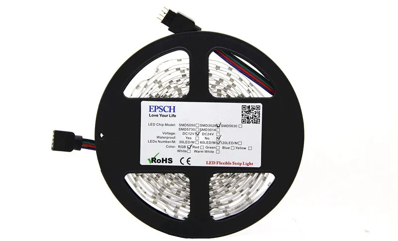 EPSCH High-Quality 12v LED Flexible Strip Light 5M SMD3528 RGB 300Led 24key IR Remote Controller 2A Power Adapter Non-waterproof (2)