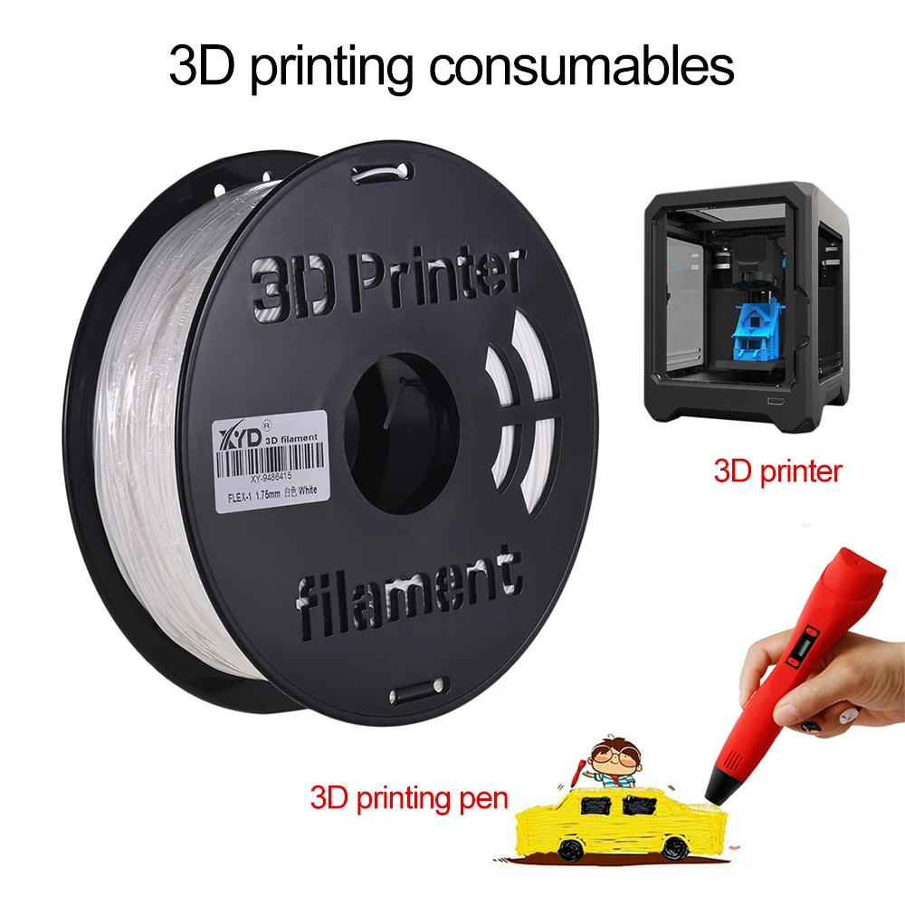 1KG/ Spool 1.75mm Flexible TPU Filament Printing Material Supplies for 3D Printer Drawing Pens