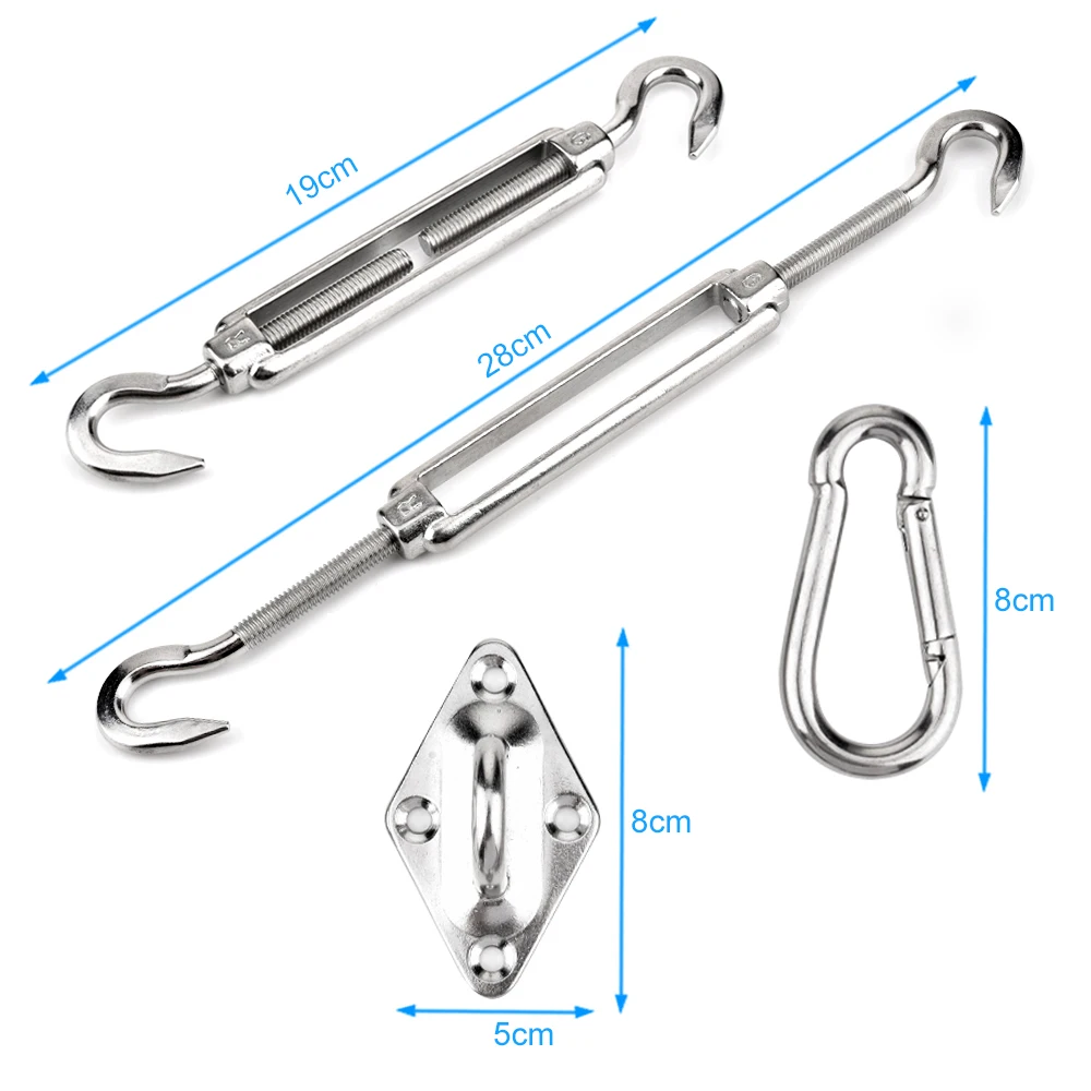 4 шт. солнцезащитный козырек Парус Навес крепежные аксессуары из нержавеющей стали комплект оборудования Turnbuckle Pad Глаз Карабин зажим винты-Крючки серебро