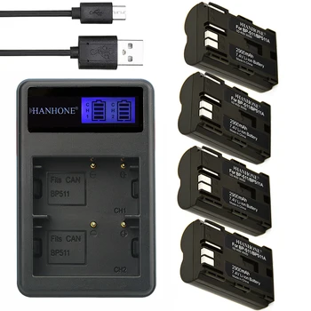 

4PCS 2900mAh BP-511A BP-511 BP 511 511A Battery+LCD Dual USB Charger For Canon G6 G5 G2 G1 G3 EOS 300D 30D 50D 40D 20D 5D MV300i
