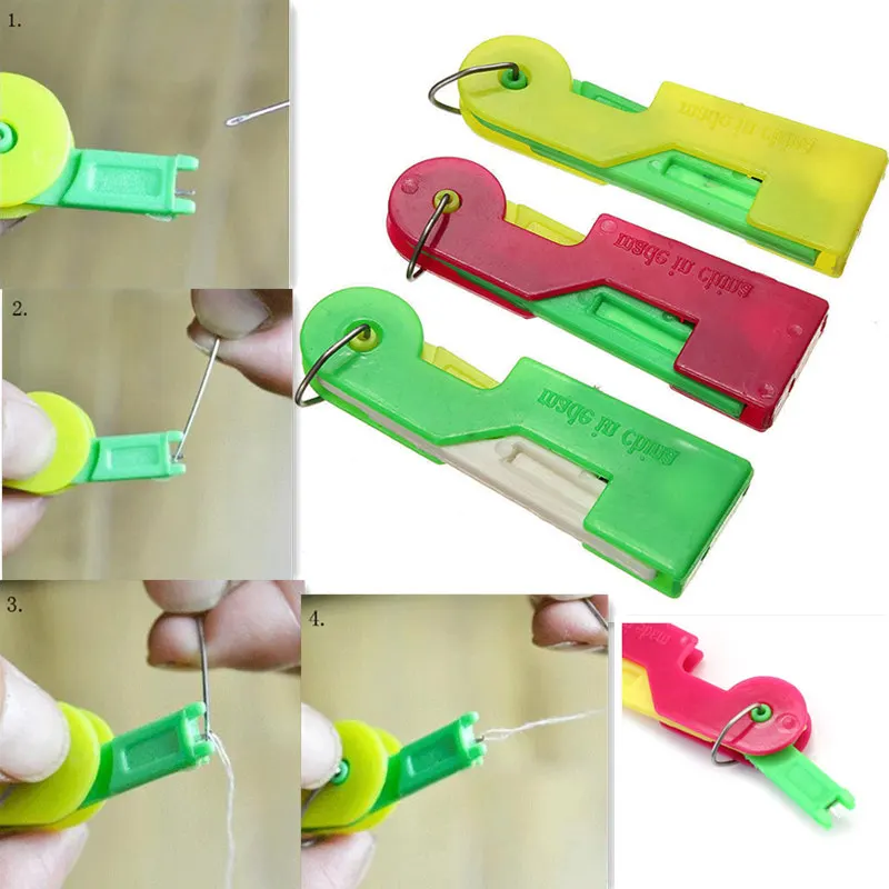 3pcs/5pcs/10pcs Random Color Elderly Convenient Automatic Sewing Needle Threader Thread Guide Tool AA8274