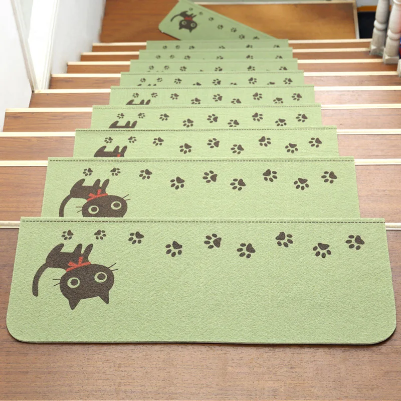 Luminous Visual Stair Pads Anti-slip Noise insulation Floor Area Rug Carpets Green Latex Stairs Decor Warm Stairs Bear Mat