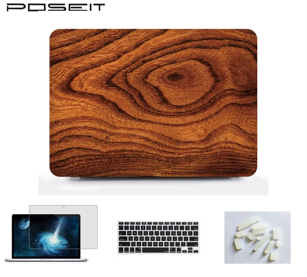 Plastic Hard Case Cover Laptop Shell+Keyboard Cover+Screen Film+Dust Plug For Macbook Air 11 13 Pro 13 15 Retina Touch Bar 13 15
