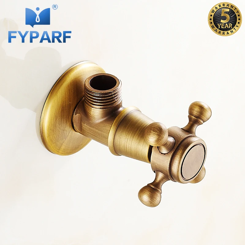 

FYPARF Faucet Replacement Parts Bibcocks 1/2" x 1/2" Antique Brass Bathroom Angle Stop Valve Cold Hot Filling Triangle Valves