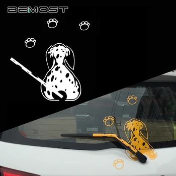 

BEMOST Car Styling Cartoon Window Wiper Decals Funny Reflective Hollow Spotted Dog Moving Tail Stickers Auto Accessories 5Sets