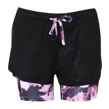 Женский спортивный фитнес-браслет шорты для йоги поддельные две части пляж Тощий Женский Короткий фитнес-зал для бега JUN14