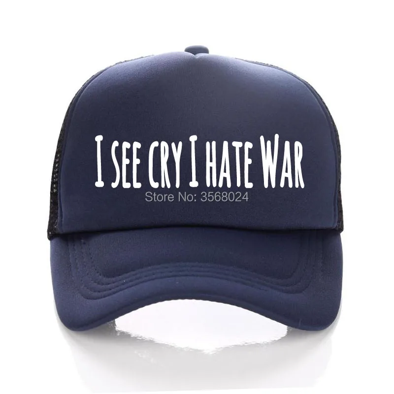 Летняя сетчатая Кепка-тракер для взрослых и детей с принтом I SEE CRY HATE WAR бейсболка