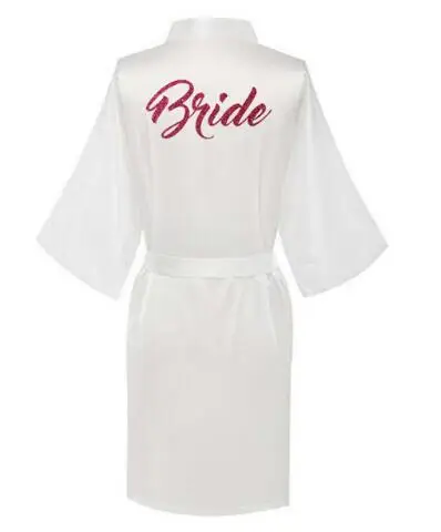 Bride Bridesmaid Red Letters Robes.Bride Robes Pajamas Bathrobe Nightgown.Women's Satin Wedding Kimono Sleepwear Get Ready Robes