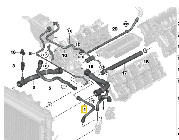 Шланг для воды из водяной насос для BMW E65 E66 735i 735Li 745i 745Li 17127508014