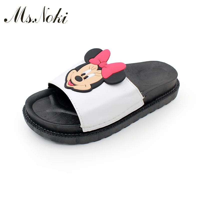 

2018 Women Slippers Summer Carton Sandals Sexy Woman Flat Sandal Elegant ladies White Black Pink Open toe Shoes Ms. Noki shoes