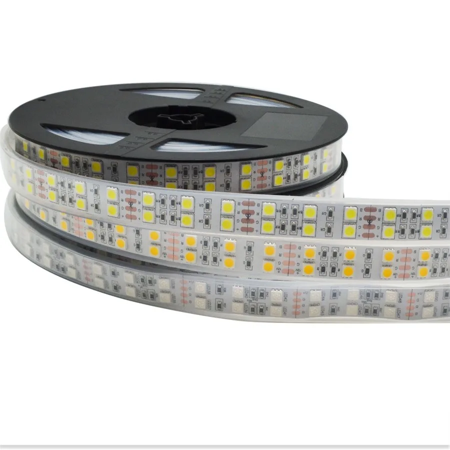 DC12v 120 светодиодов/м RGB Светодиодная лента 5050 SMD светодиодный гибкий светильник s 5 м/катушка двухрядный теплый белый/RGB светодиодный ленточный светильник