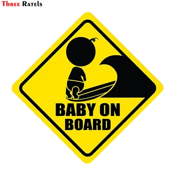 

Three Ratels LCS500# 12x12cm Baby On Board car stickers funny car stickers styling removable decal