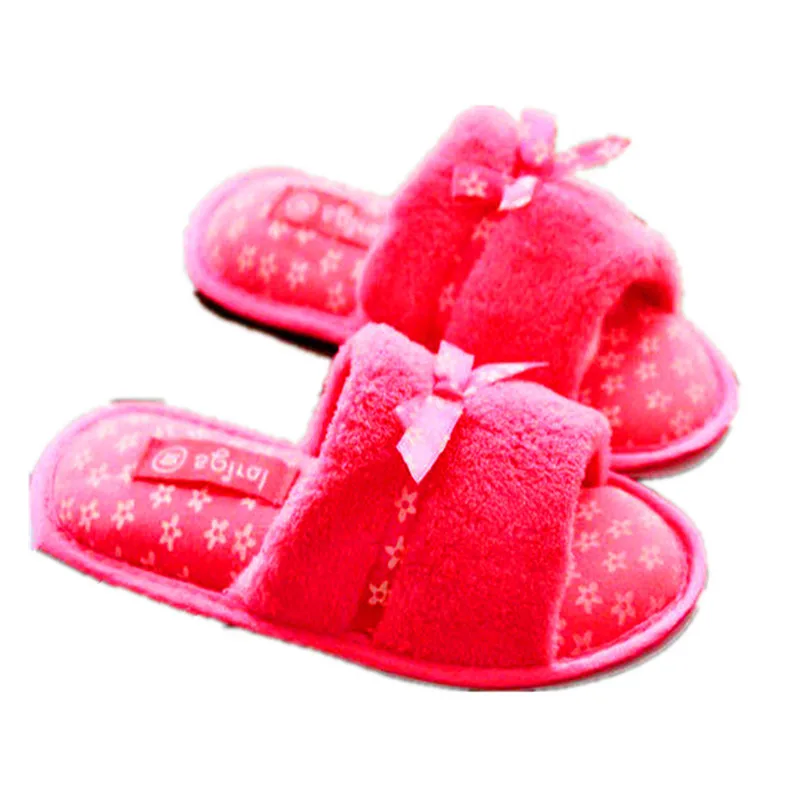 kidadndy Fashion Slippers Soft Leather Winter Warm Cotton Slippers