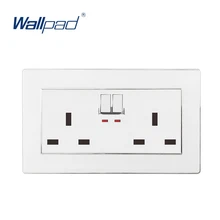 146 двойная 13A британская стандартная Коммутируемая розетка Wallpad Роскошная акриловая панель 110 V-250 V 146*86mm