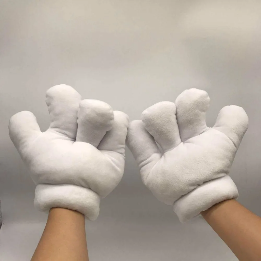 22 см недорогой Рождественский подарок теплые плюшевые перчатки Микки Маус фланелевые белые большие перчатки мультфильм зимняя подушка игрушка
