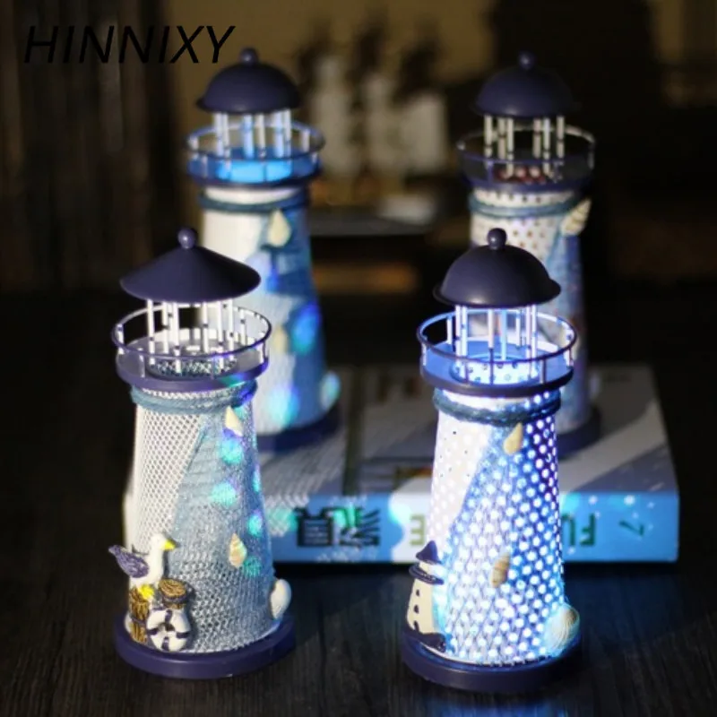Hinnixy океан Маяк ночные светильники Средиземноморский стиль железные ремесла