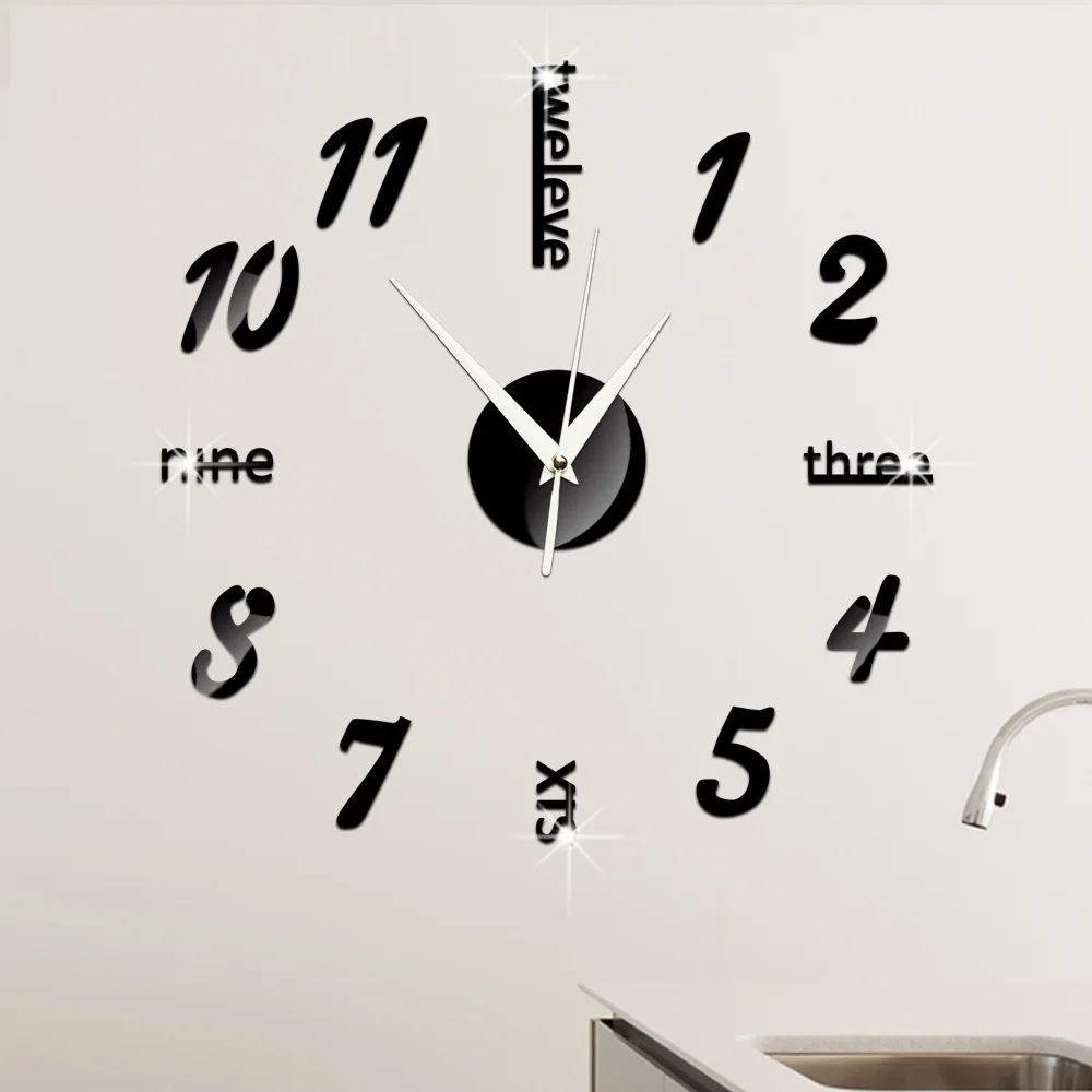 Mix Letters and Numbers Digital Wall Clock Mirror Minimalist Living