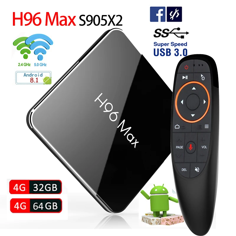 Original Smart TV Box 4GB LPDDR4 64GB ROM 2.4G 5GHz Dual Wifi BT4.1 H