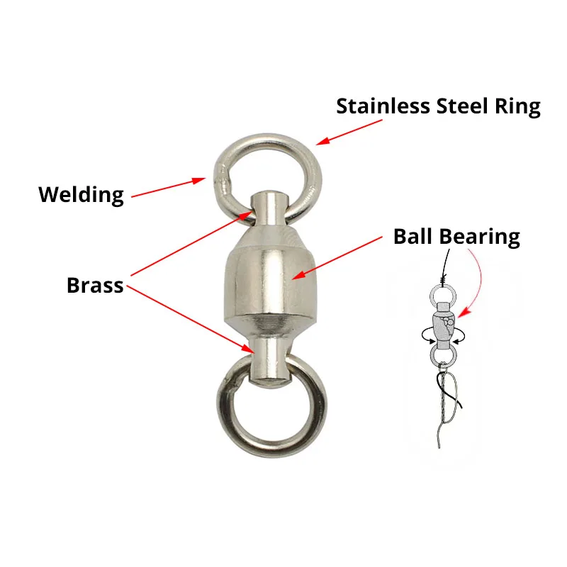10 шт. сверхмощный шарикоподшипник баррель рыболовный роликовый поворотный разъем из нержавеющей стали твердое кольцо Размер 0-8 рыболовные аксессуары