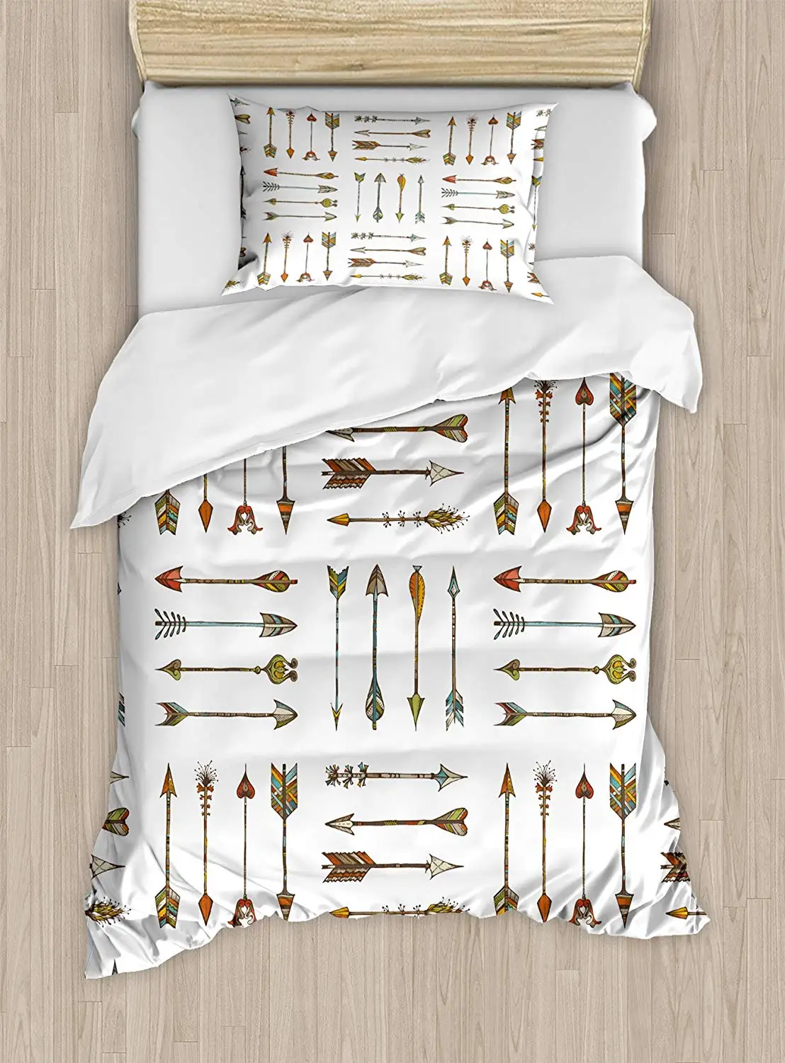 

Arrows Duvet Cover Set Pattern of Vintage Style Bohemian Arrows Artwork , Decorative 3 Piece Bedding Set