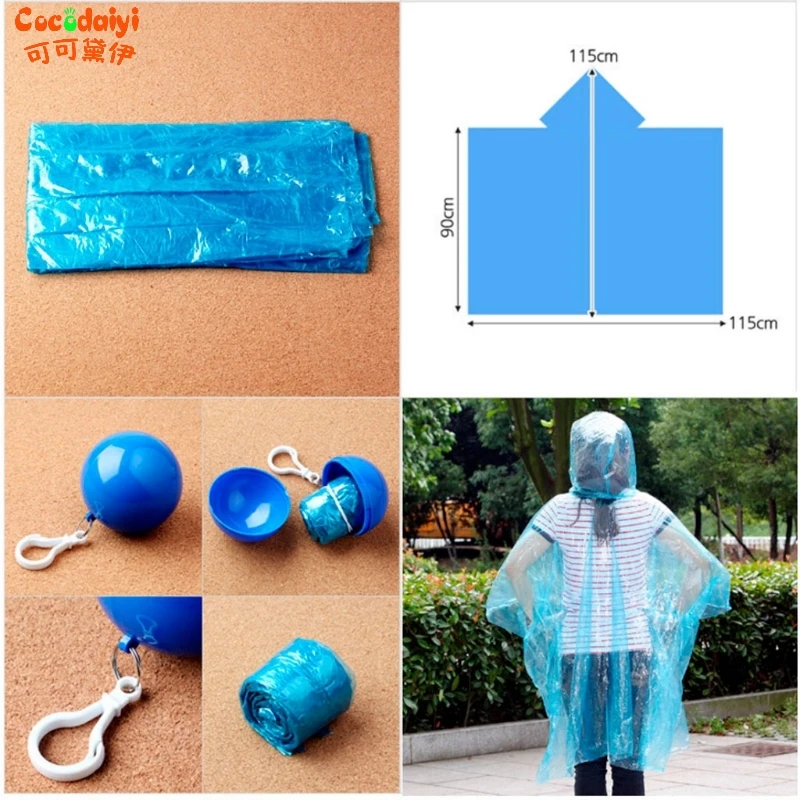 

Disposable Emergency Waterproof Hood Raincoat Rain Jacket Poncho Ball Nov