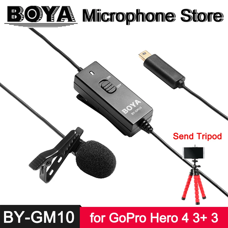 

BOYA BY-GM10 Omini Directional Lavalier Electret Condenser Microphone for GoPro HERO4 HERO3+ HERO3 Hero 4 3+ Camera Accessories