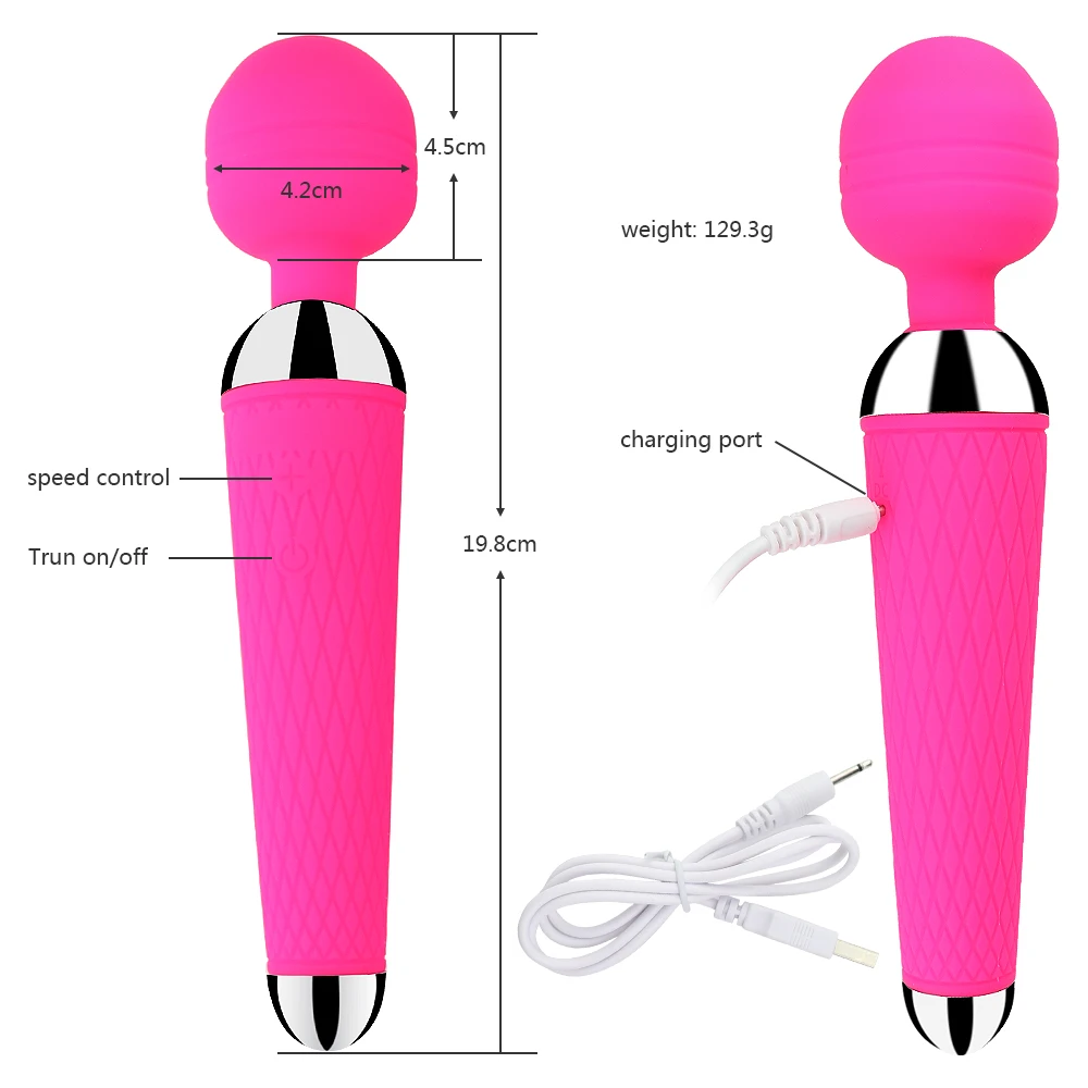 Powerful Oral Clit Vibrators for Women USB Charge AV Magic Wand Vibrator Massager Adult Sex Toys Sex Product free gift