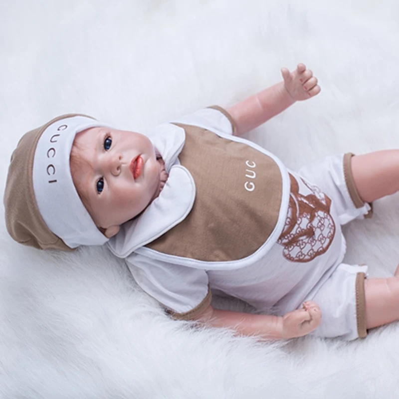 

Blue Eyes 22 Inch Baby Dolls Reborn Cloth Body Lifelike Babies Boy Newborn Silicone Realistic Doll Toy Kids Birthday Xmas Gift