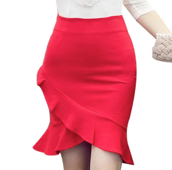Женская офисная юбка с оборками необычная высокой талией модель 5XL 2020|skirt irregular|high