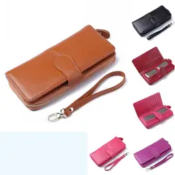 Vsen/Лидер продаж модные однотонные классические Винтаж Бизнес Cortex кошелек Для женщин портфели кошелек на молнии (красный/черный/красная