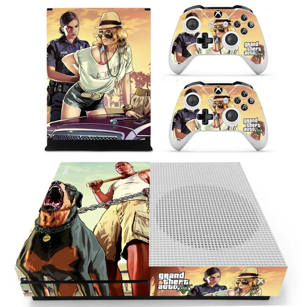 Grand Theft Auto V GTA 5 наклейка на консоль Microsoft Xbox One S и 2 контроллера для виниловая