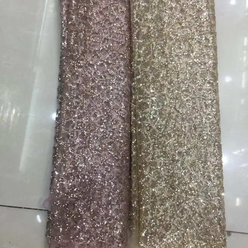 New arrival glitter African net mesh lace fabric with glitter wholesale CiCi 32718 for party