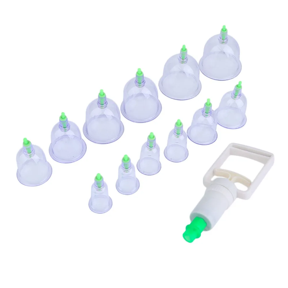 

Effective 12 Cups Medical Vacuum Cupping Suction Therapy Device Set Massage Relaxation Health Care Toiletry Kits for Beauty