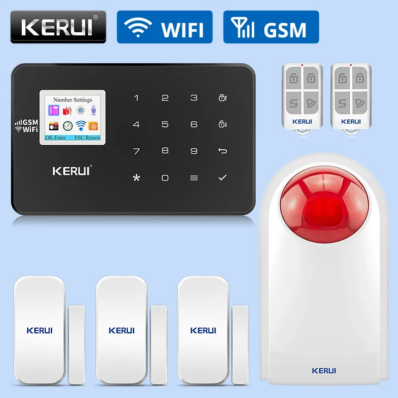 Kit 2 KERUI W18 GSM wifi охранная домашняя система охранной сигнализации приложение дистанционное управление движения пожарный детектор дыма датчик двери окна DIY Kit - Цвет: Kit 2