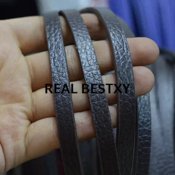 

REAL BESTXY 5m/lot 8*3mm brown wide leather straps flat leather strings for jewelry making bracelets leather ropes with pattern