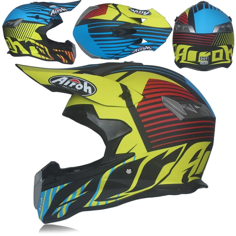 Мотоциклетный взрослый шлем для мотокросса ATV для мотокросса MTB DH гоночный шлем - Цвет: Yellow and blue