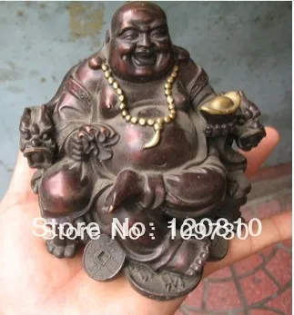 

00350 Collections Buddhism Classic Good luck Wealth bronze Buddha statue