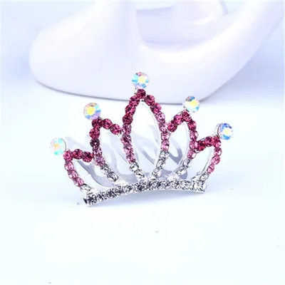 Детская украшение Корона Diademas Para Bebe кристалл тиара Корона ободки малышей Принцесса аксессуары для волос Крещение Communio - Цвет: Розово-красный