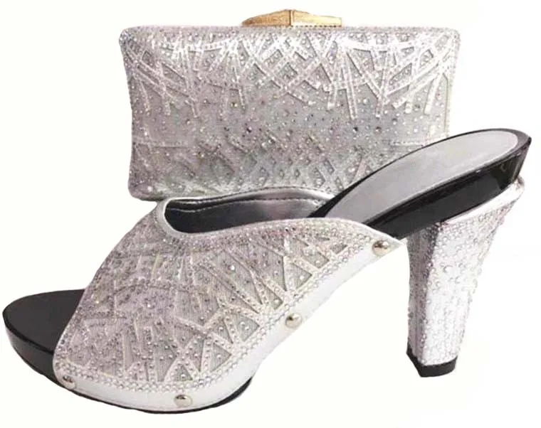 Африканская Дамская aso ebi обувь и комплект с сумкой Новая итальянская обувь и сумочки-клатча черный элегантный камнями обувь и сумка