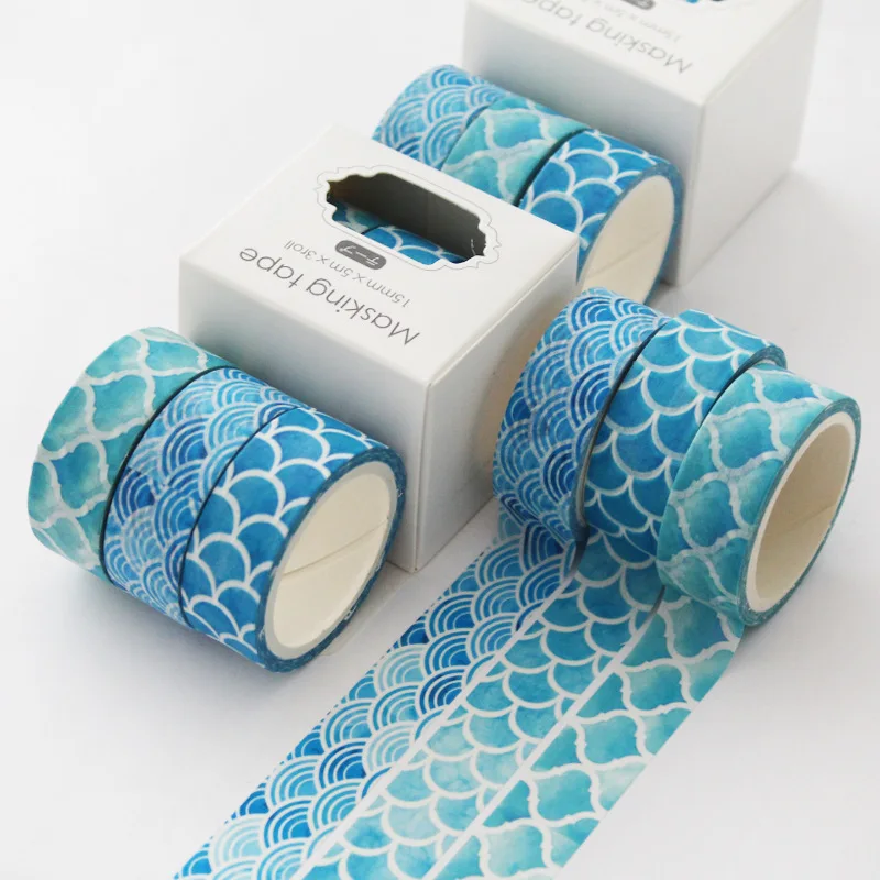 

3 pcs/pack Ocean wave Kawaii Planner Handbook Decorative Paper Washi Masking Tape set School Supplies Stationery